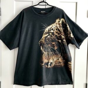 Rock Chang, Y2K, Rhinestone,‎ Mens, Wild Cat, T Shirt, Double Sided Print, XXL